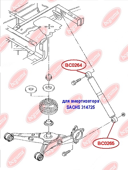 Втулка заднього амортизатора, нижня (для амортизатора SACHS 314725)